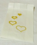 Wedding - Christening Cake Bags -4 x Gold Heart x 100 Bulk Pack